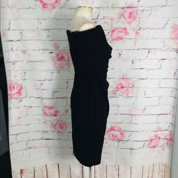 Vince camuto NWOT black fold off the shoulder midi cocktail dress - Picture 9 of 16